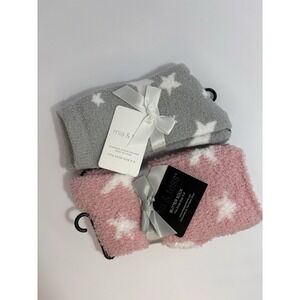 2 SETS Mia & Tess Butter Block Fuzzy Socks Size 5-9 Pink Gray